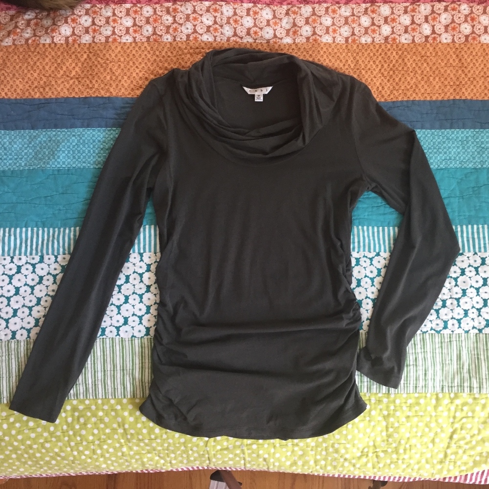 CAbi #657 Olive Twist Cowl Tee Medium